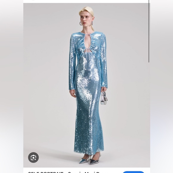 Self-Portrait Blue Sequin Dress - Picture 1 of 9